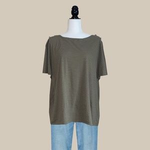 Lauren Ralph Lauren Plus Size Olive Striped T-Shirt Top